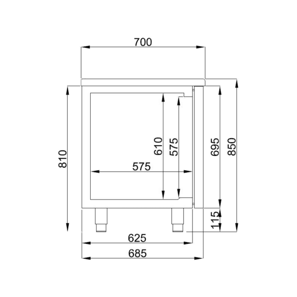 Tekening combisteel koelwekbank