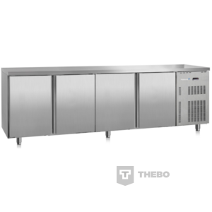 De gastro Inox koelwerkbank 4-deurs grootte van 2500(b)x600(d)x850(h)mm