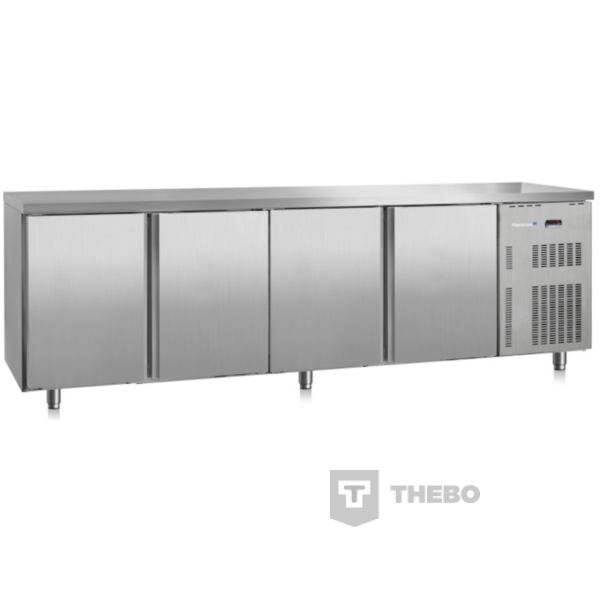 De gastro Inox koelwerkbank 4-deurs grootte van 2500(b)x600(d)x850(h)mm