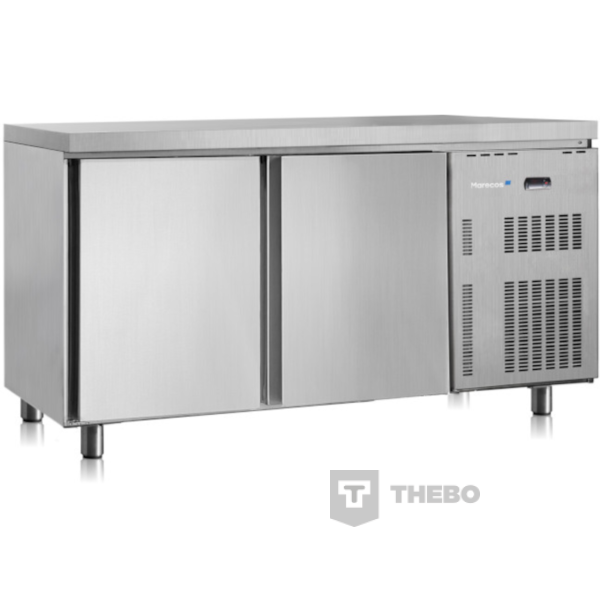 Koelwerkbank Gastro-Inox tweedeurs met een afmeting 1500(b)x700(d)x850(h)mm