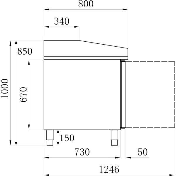 Pizzawerkbank Combisteel 7950.0050 tekening